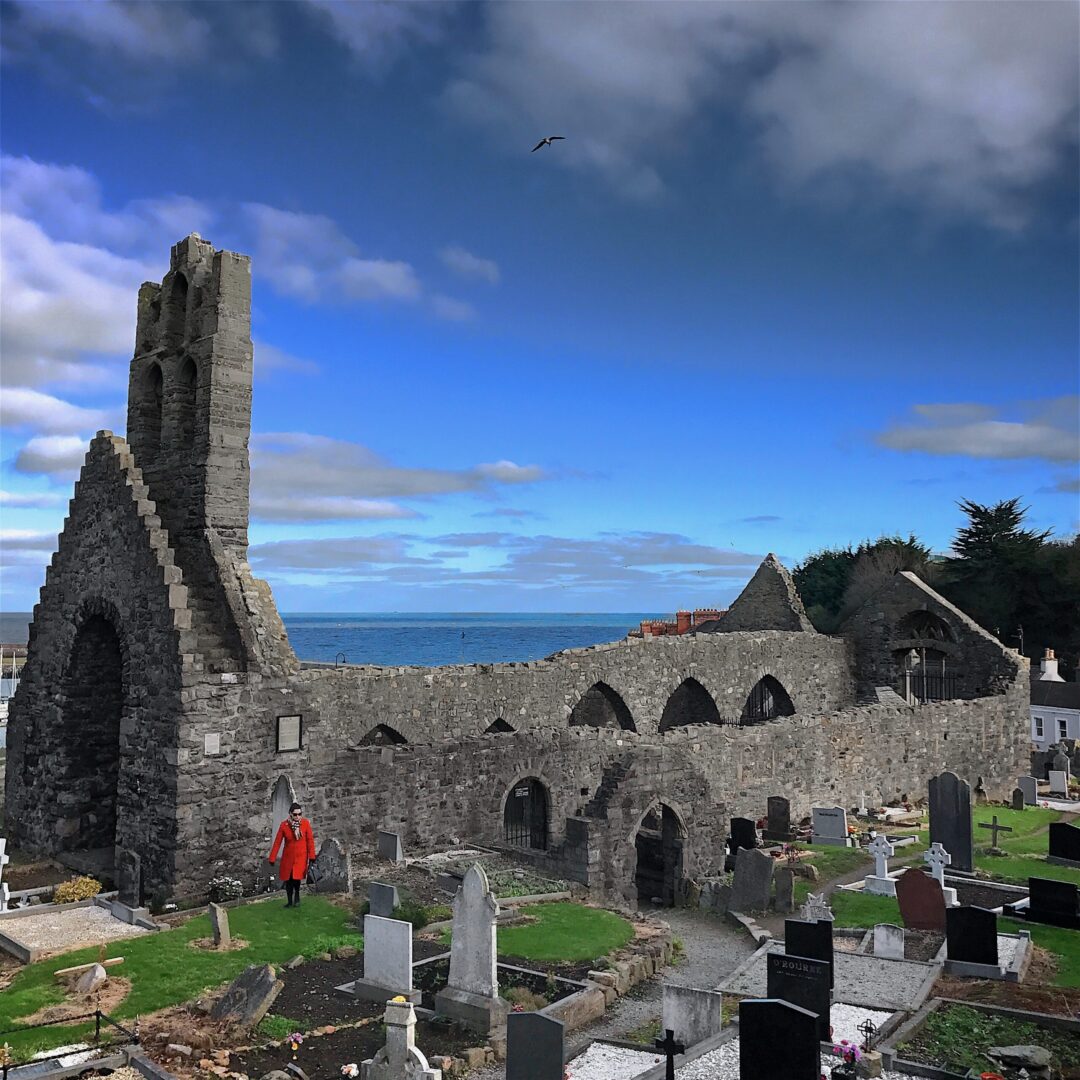 Exterior Saint Marys Abbey Monastery Ruins and Graveyard in Howth, Ireland