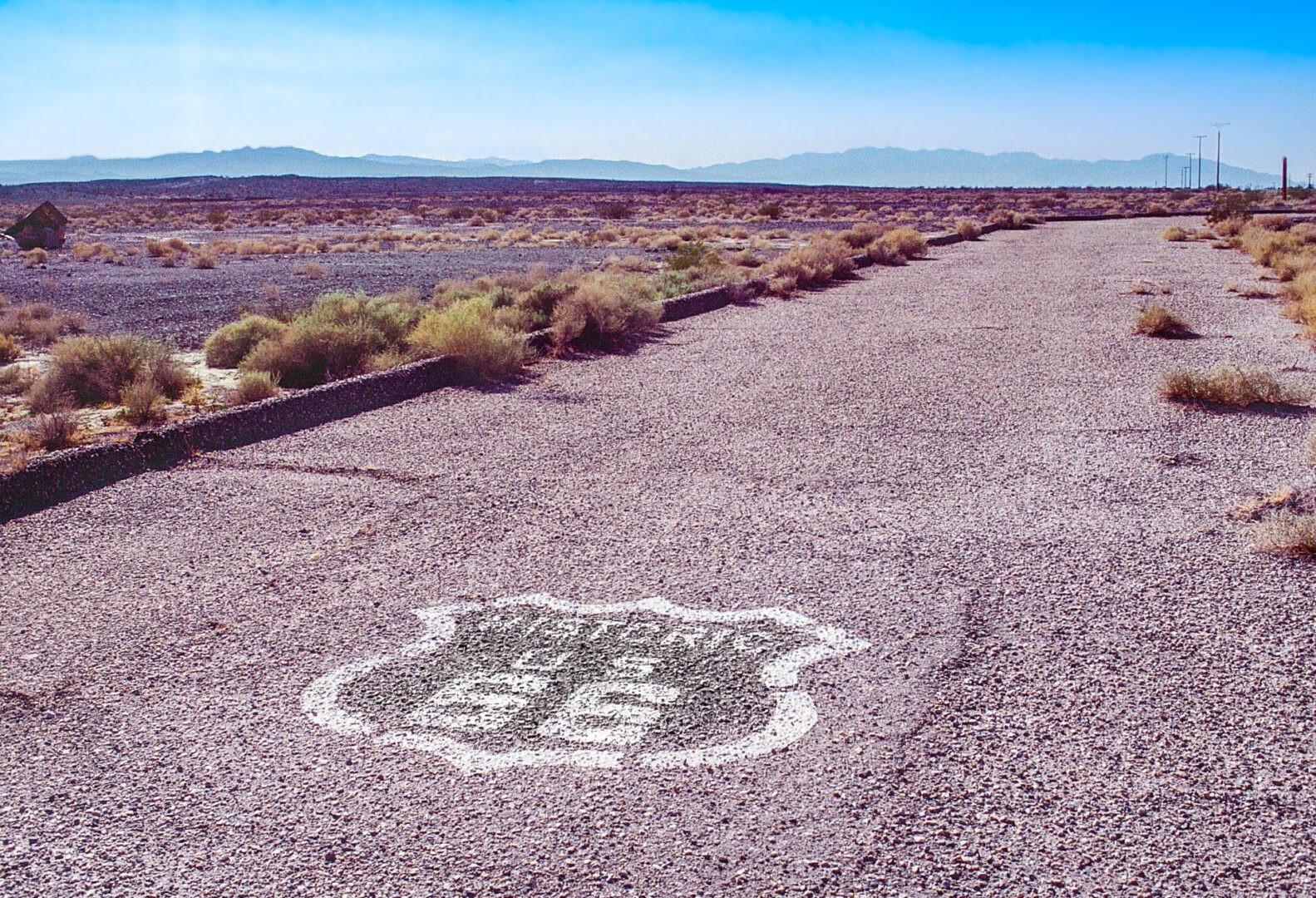 Historic Route 66 pavement in Amboy California