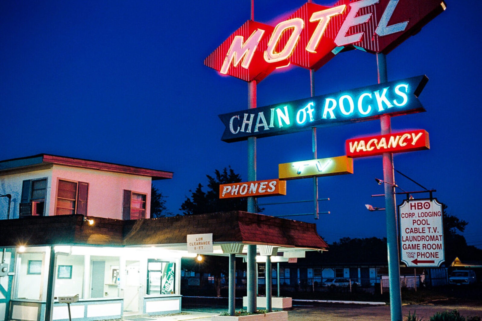 Historic Route 66 Granite City IL Illinois Chain of Rocks Motel Neon Sign