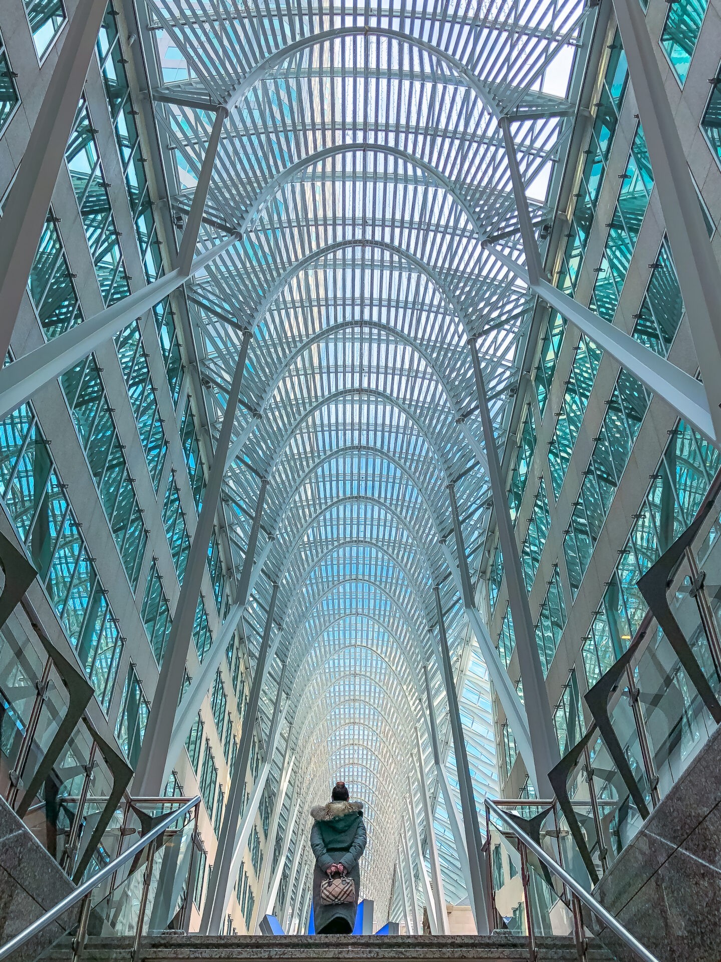 The crystal cathedral of the Allen Lambert Galleria, designed by world-renowned architect Santiago Calatrava in Toronto, Ontario Canada