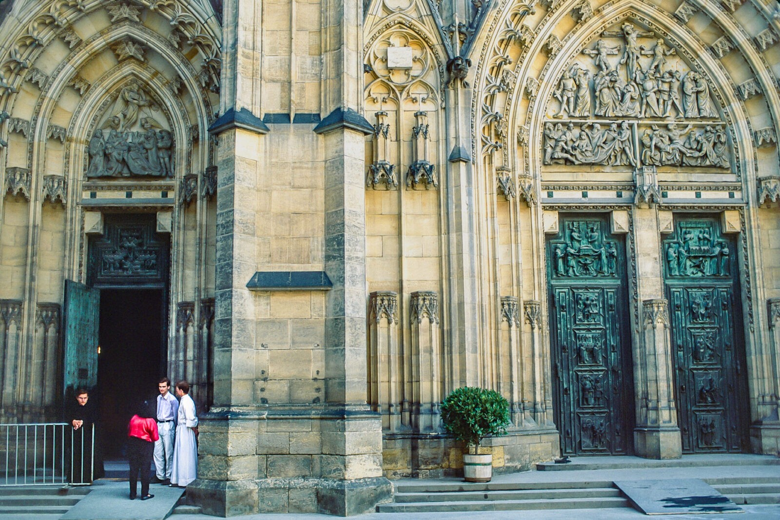 Exterior facade of Saint Vitus Cathedral in Prague, Czech Republic