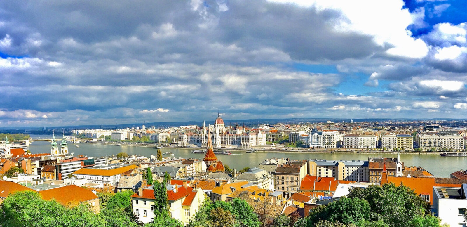 City panorama and Parliament Buildings in in Budapest, Hungary