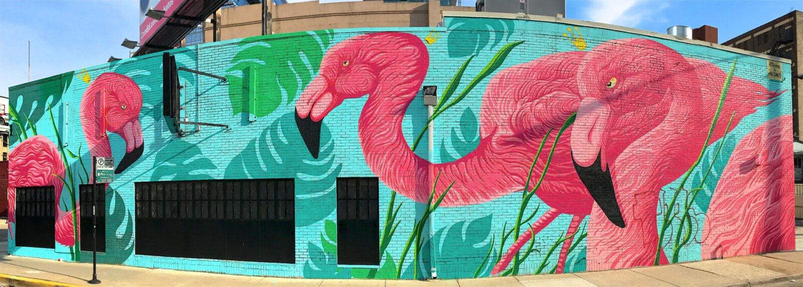 Pink Flamingo Mural in Chicago Illinois