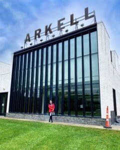 View of Arkell Museum celebrating American arts and Mohawk Valley history with triking modern architecture at the original Beech-Nut factory site