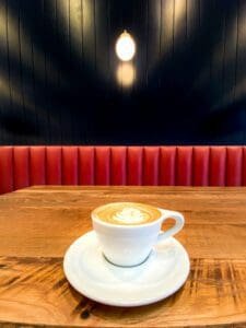 Photo of a cappuccino at Fairpour Coffee Roasters in Fairport NY, Erie Canal specialty coffee guide