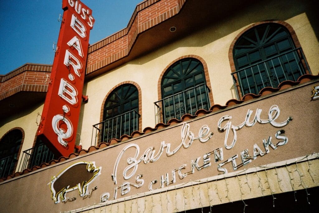 Restaurant neon sign on Route 66 in California