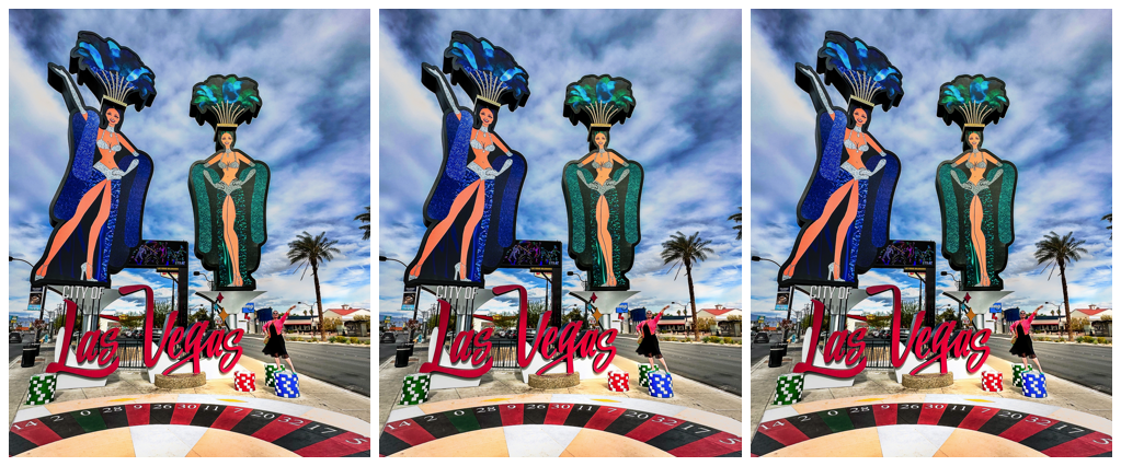 A triptych of las vegas sign with the word " las vegas ".