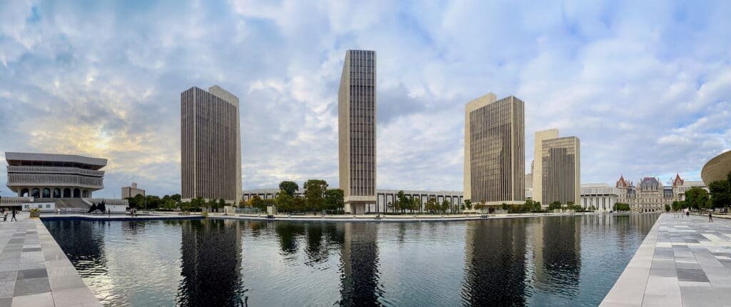 Panoramic view of Albany's Empire State Plaza