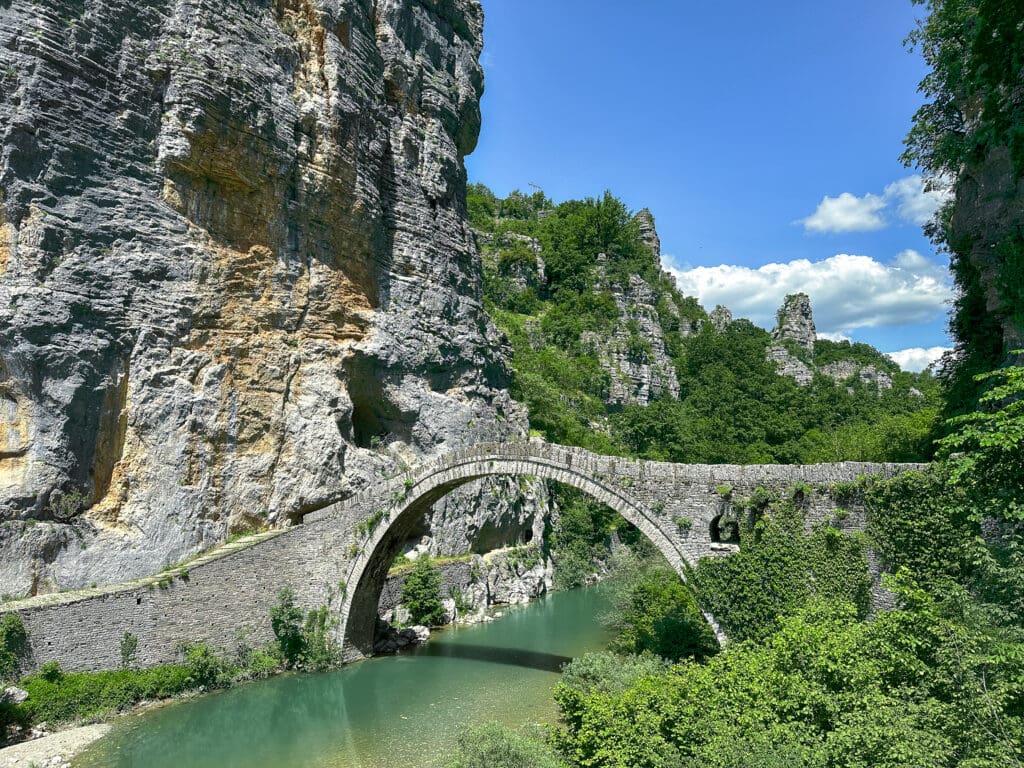 Famous stone arch bridge landmarks in Epirus. connecting paths to the remote villages of the Zagarohoria