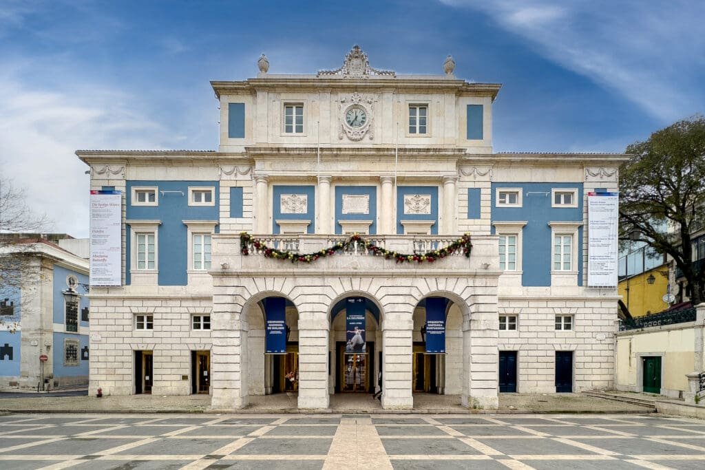 Saint Carlos National Theatre during Christmas season