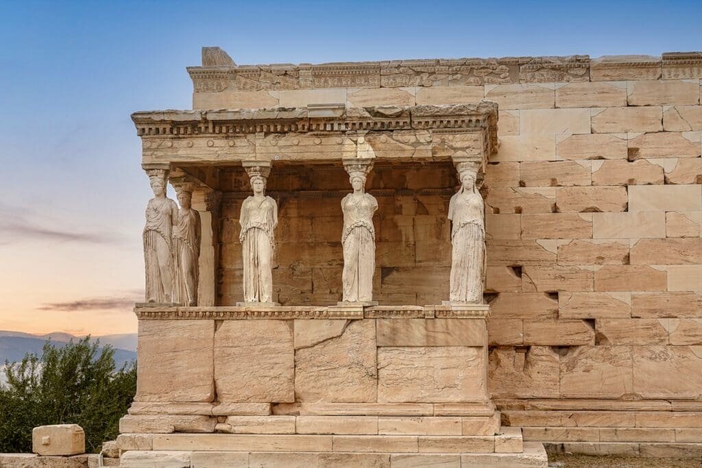 The Temple of Erechtheion is a significant landmark on the Acropolis of Athens Greece