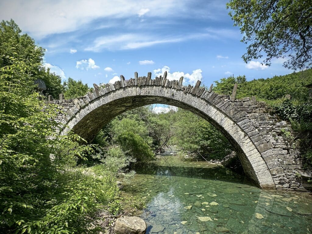 Single arch hidden gem bridge in Zagorochoria Greece