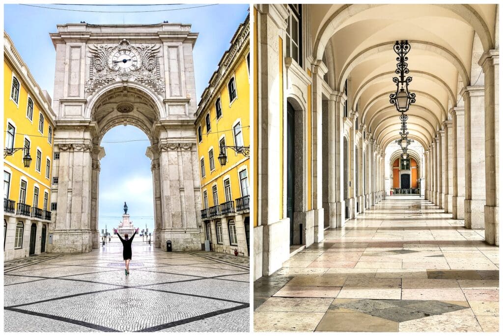 Rua Augusta Arch and neoclassical columns creating a colonnaded arcade should be a starting point in any 3 day visit of Lisbon