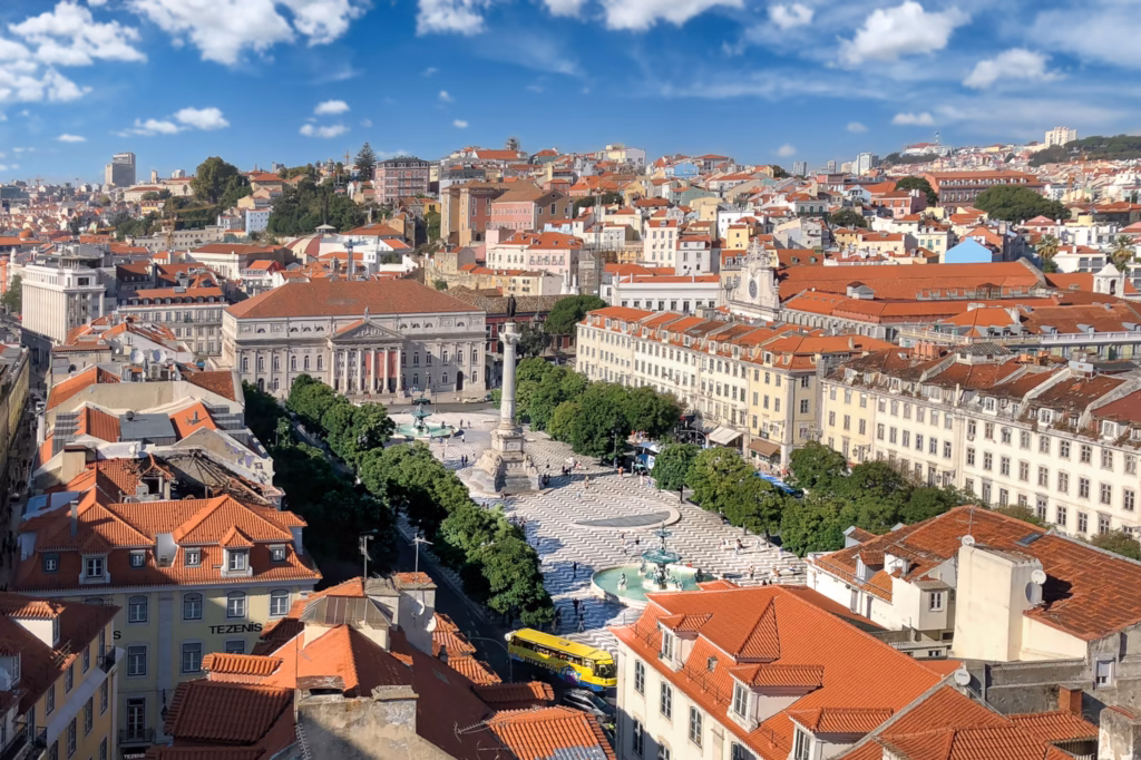 A view of the city from above.