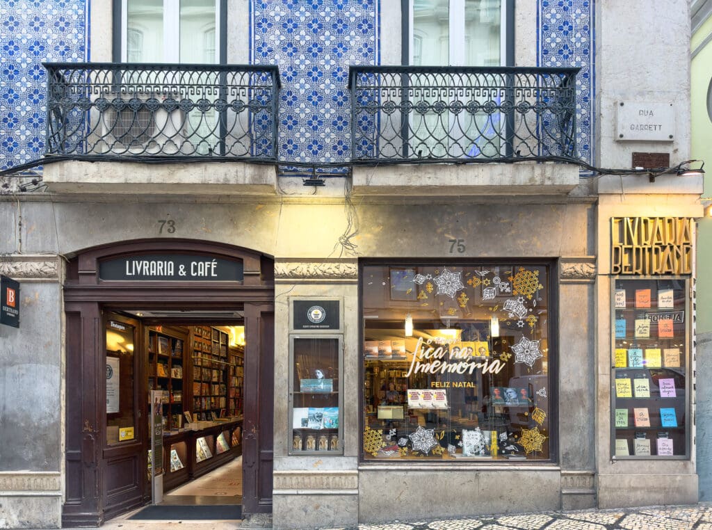 Facade of Livraria Bertrand Bookstore, the oldest bookstore in the world