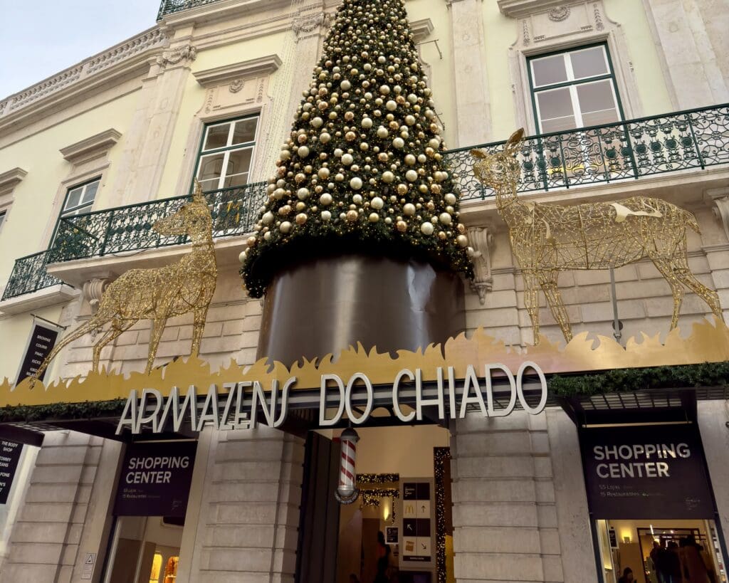 Facade of Armazens do Chiado, a shopping center in Lisbon