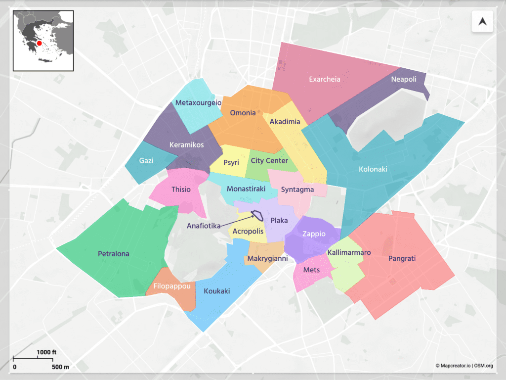 Map of Athens City Centre Neighborhoods