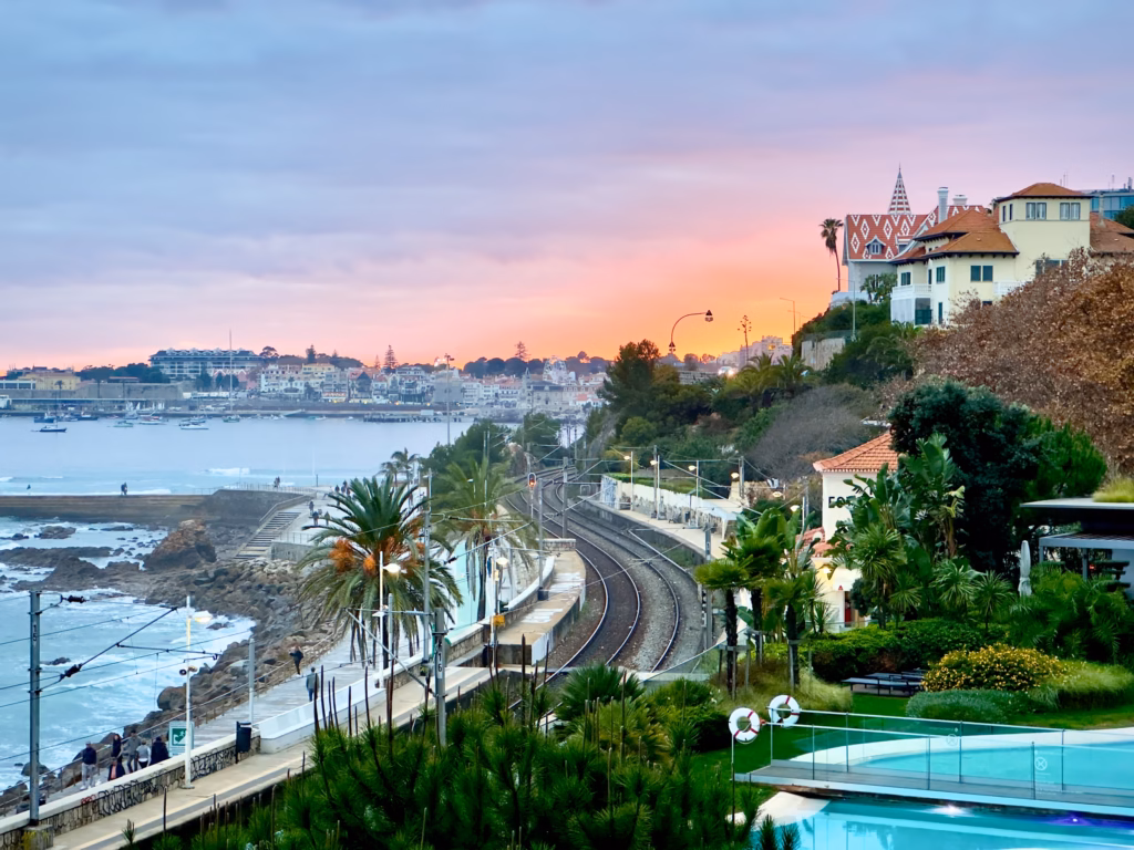Cascais town during Christmas viewed from the Intercontinental Estoril