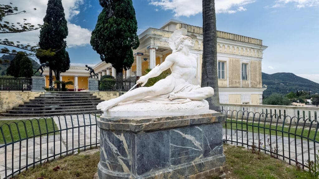 Statue of Dying Achilles in Empress Elizabeth's villa garden in Corfu