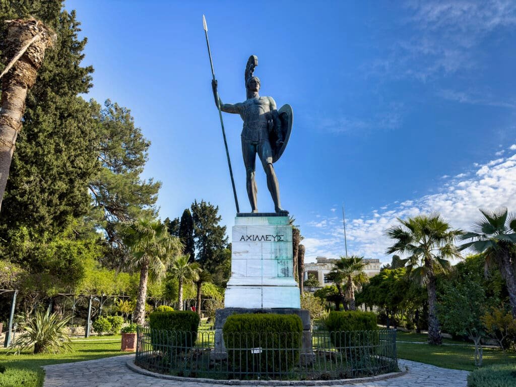 Kaiser Wilhelm's II Statue of Victorious Achilles in the imperial gardens of the Achilleion Palace