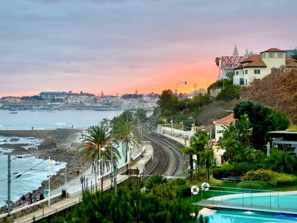 Cascais town during Christmas viewed from the Intercontinental Estoril