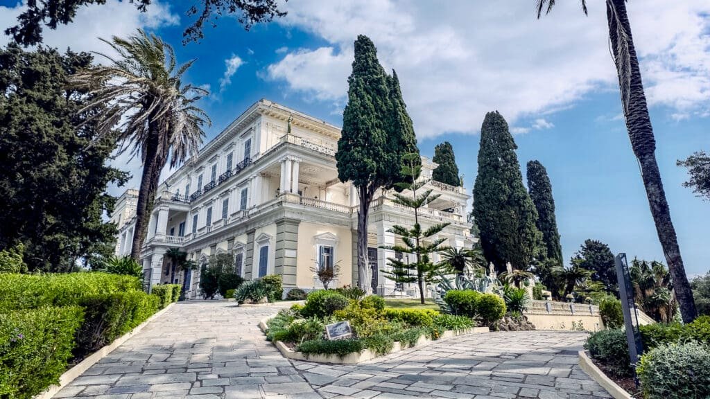 View of The Achilleion Palace from the front gates