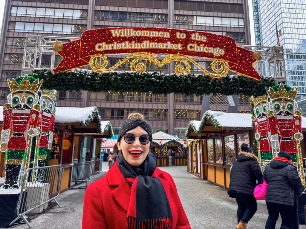 The entrance to Christkindlmarket Chicago in the heart of the downtown