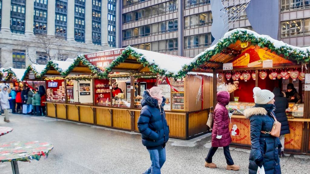 The food and beverage scene at the Christkindlmarket Christmas Market is both traditionally European and domestic in nature