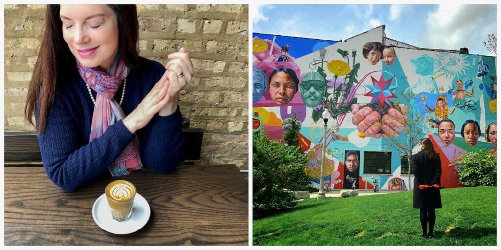 Ipsento is one of the most unique neighborhood coffee shops with a park and mural 