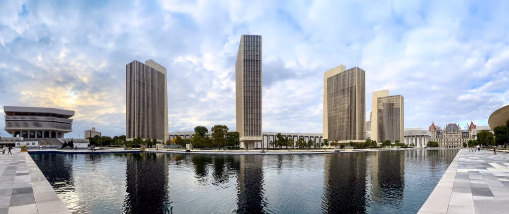 Panoramic view of Albany's Empire State Plaza