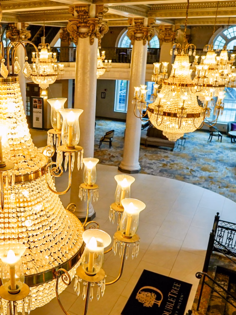 DoubleeTree hotel lobby on the Erie Canal