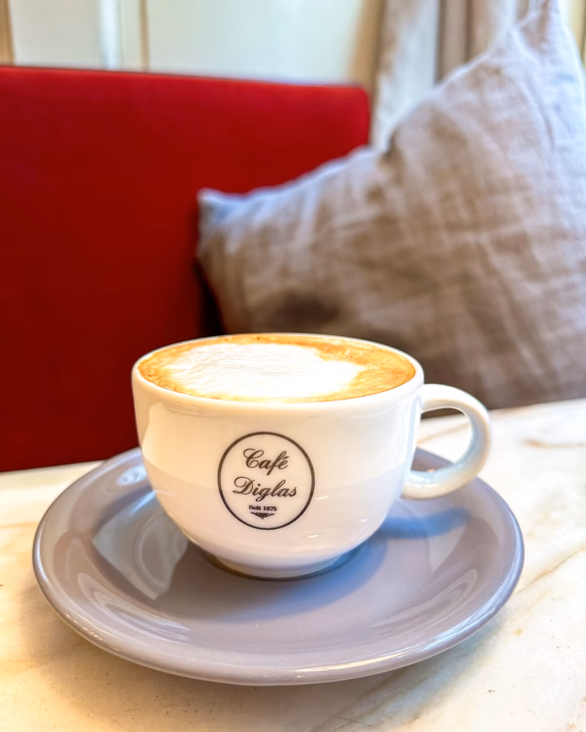 Cappuccino at Cafe Diglas in a historic Viennese coffee shop