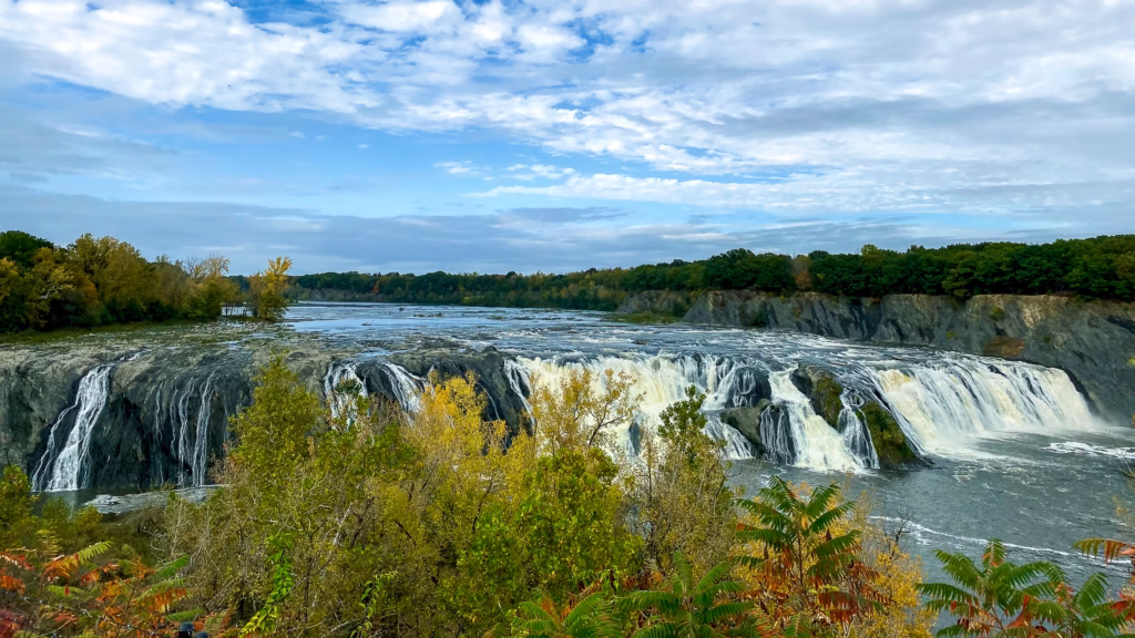 Cohoes falls in autumn on the Erie Canalway