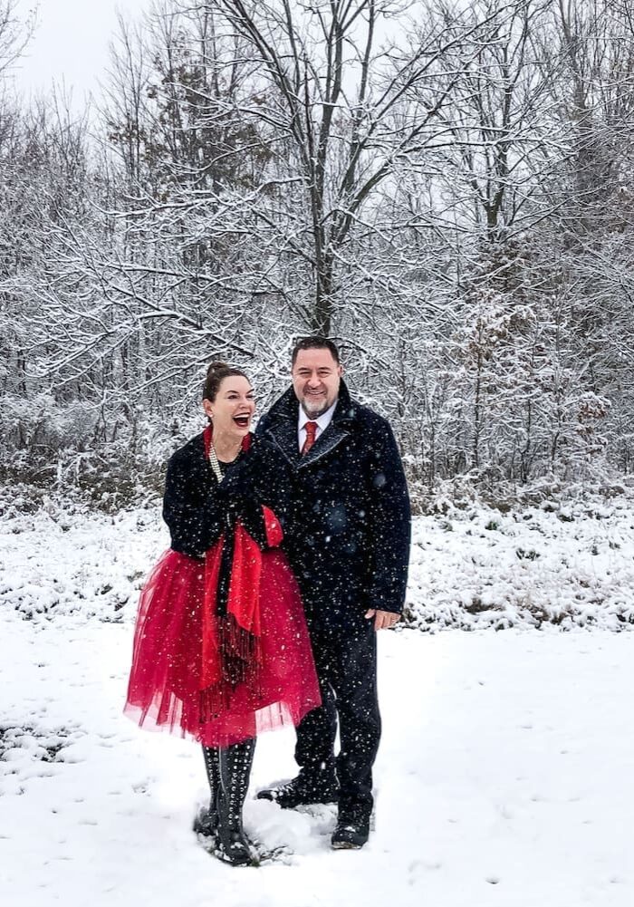 Marilee and Paul Kostadimas in the snow © Spotlight Sojourns