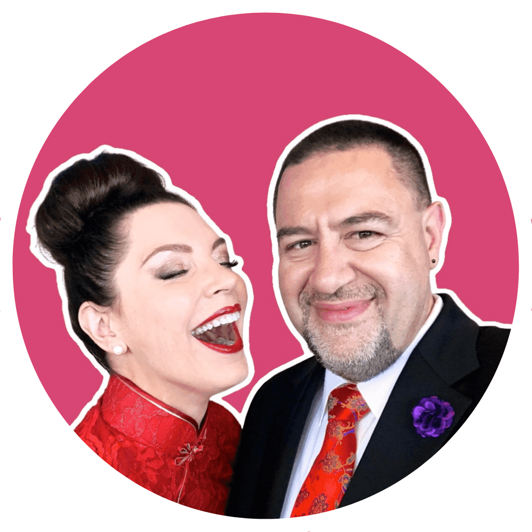 A man and woman posing for the camera.